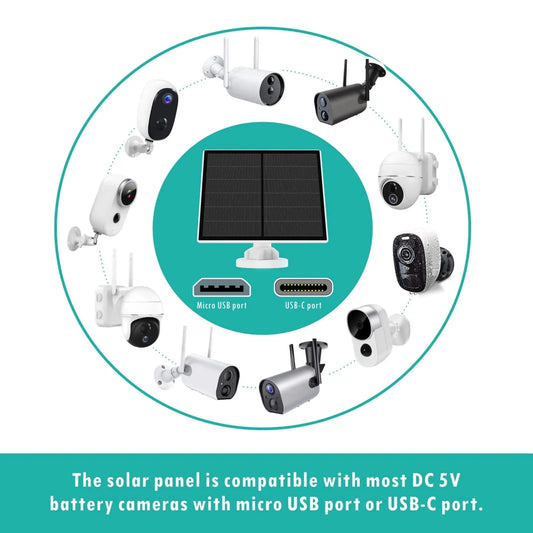 3-Pack 5W Solar Panel for Outdoor Security Camera – 5V USB Charger with 9.8ft Cable, IP65 Waterproof, Adjustable Mount, Compatible with Most Battery Cameras (White) - Image 4