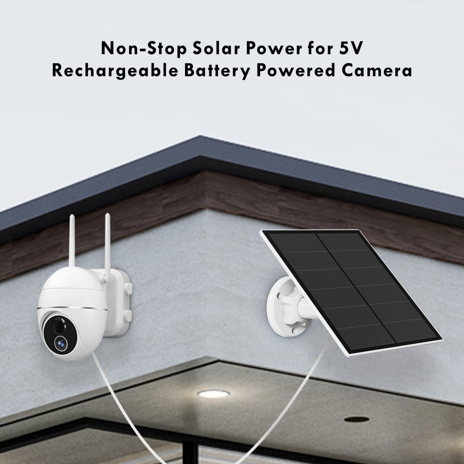 3-Pack 5W Solar Panel for Outdoor Security Camera – 5V USB Charger with 9.8ft Cable, IP65 Waterproof, Adjustable Mount, Compatible with Most Battery Cameras (White) - Image 6
