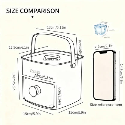 Portable Ice Cube Maker with Storage Drawer – BPA-Free, 48-Cube Capacity, Push-Release Tray & Transparent Lid for Cocktails, Coffee, Whiskey(White) - Image 7