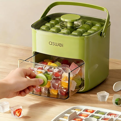Portable Ice Cube Maker with Storage Drawer – BPA-Free, 48-Cube Capacity, Push-Release Tray & Transparent Lid for Cocktails, Coffee, Whiskey(Green) - Image 3