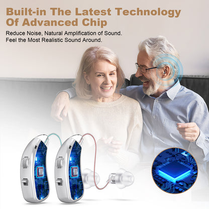 Rechargeable Behind-the-Ear Hearing Aids with Charging Case & LCD Display – Compact Sound Amplifier for Adults and Seniors (White Case, Silver Device) - Image 6