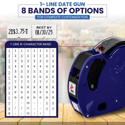 8-Digit Price Label Gun with 6 Rolls of Labels & 2 Ink Cartridges – Date Coding Machine for Retail, Grocery, Office Use – Durable Label Maker Kit (Blue) - Image 3