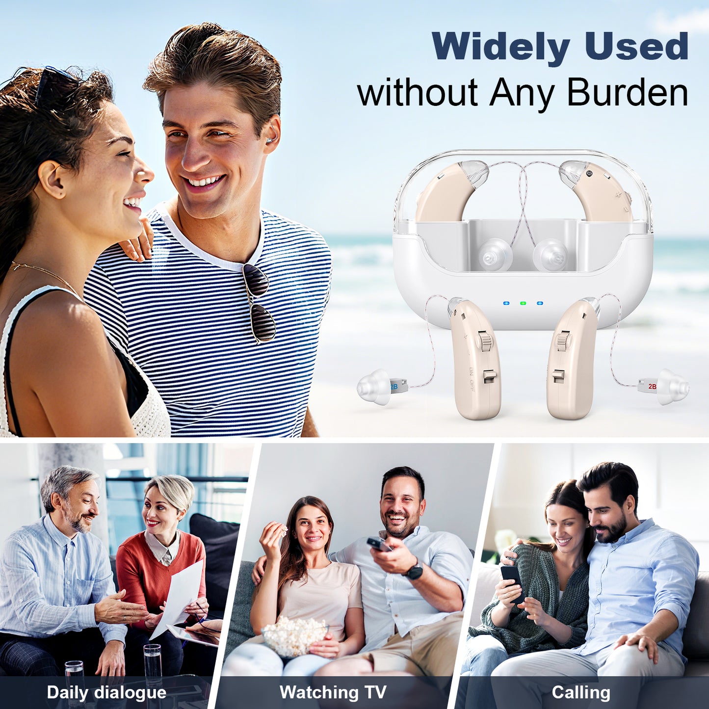 Rechargeable Hearing Amplifier with Charging Case – Compact Sound Enhancer for Daily Use, Noise Reduction & Clear Audio (White & Transparent Case, Skin Tone) - Image 8