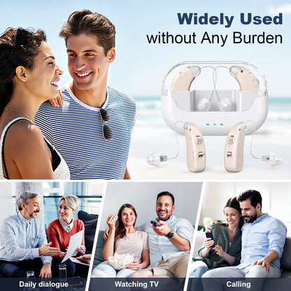 Rechargeable Hearing Amplifier with Charging Case – Compact Sound Enhancer for Daily Use, Noise Reduction & Clear Audio (White & Transparent Case, Skin Tone) - Image 8