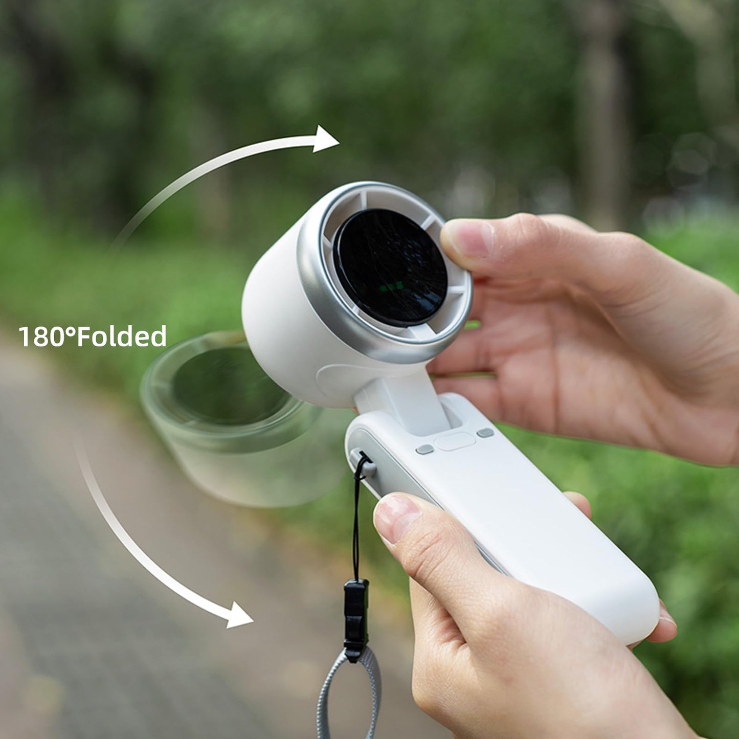 Portable Turbo Handheld Fan with Digital Display – 5-Speed Rechargeable Mini Fan, 3600mAh Battery, Foldable & Neck Strap Design for Outdoor Travel and Daily Use(White) - Image 5