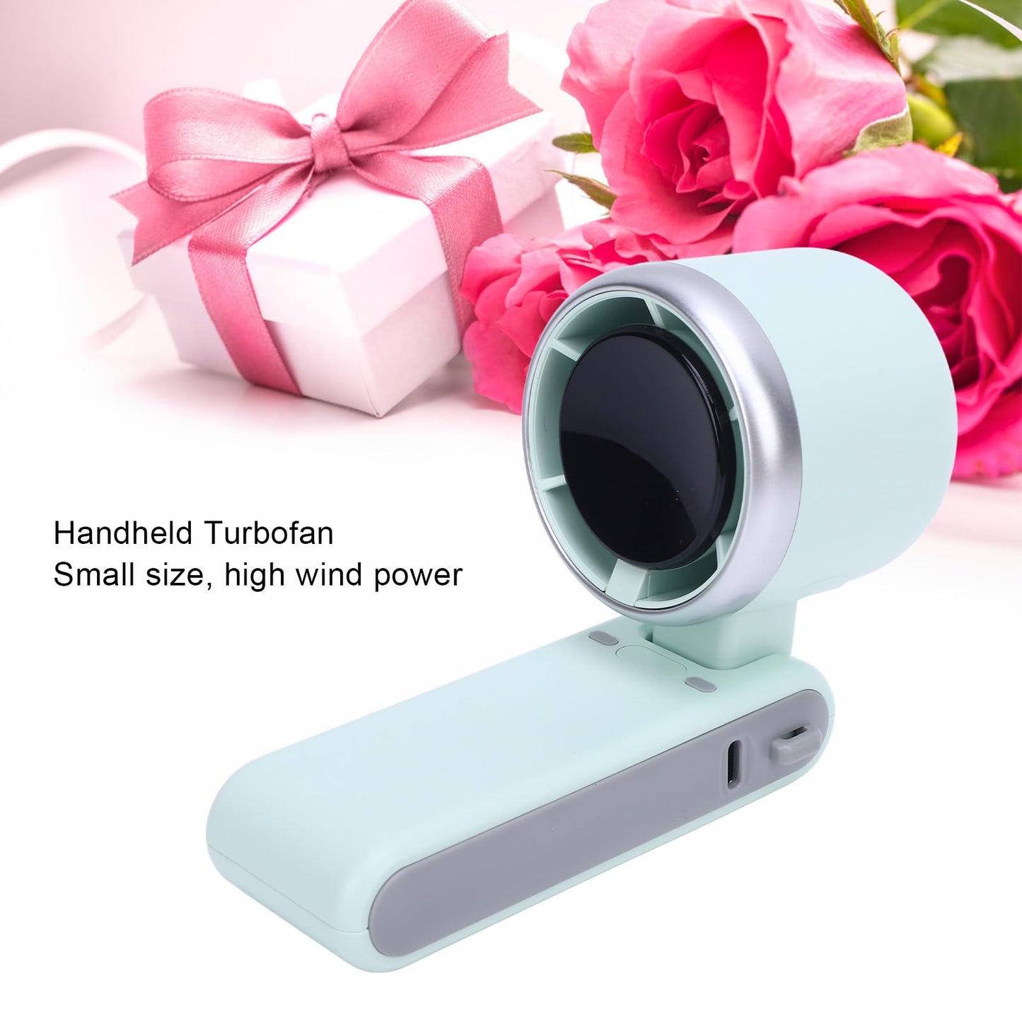 Portable Turbo Handheld Fan with Digital Display – 5-Speed Rechargeable Mini Fan, 3600mAh Battery, Foldable & Neck Strap Design for Outdoor Travel and Daily Use(Green) - Image 3