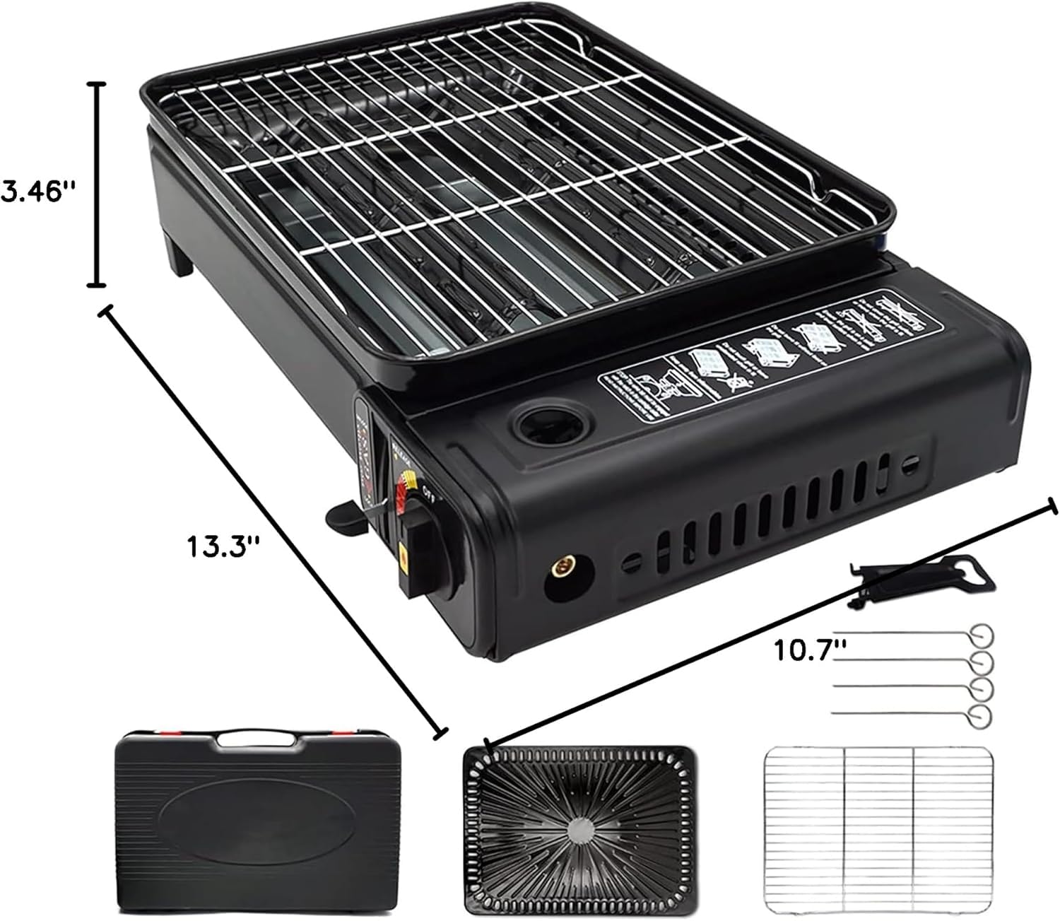 Portable Gas Grill with Removable Grate & Carry Case – Dual Fuel Outdoor Stove for Camping, Backyard BBQs & Beach Picnics (Black)  - Image 5