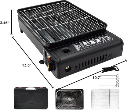 Portable Gas Grill with Removable Grate & Carry Case – Dual Fuel Outdoor Stove for Camping, Backyard BBQs & Beach Picnics (Black)  - Image 5
