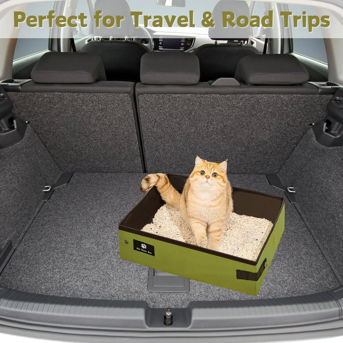 Portable Foldable Cat Litter Box – Waterproof, Leak-Proof Travel Cat Toilet with Large Opening, Ideal for Camping, Hotel Stays, Road Trips (Green) - Image 7