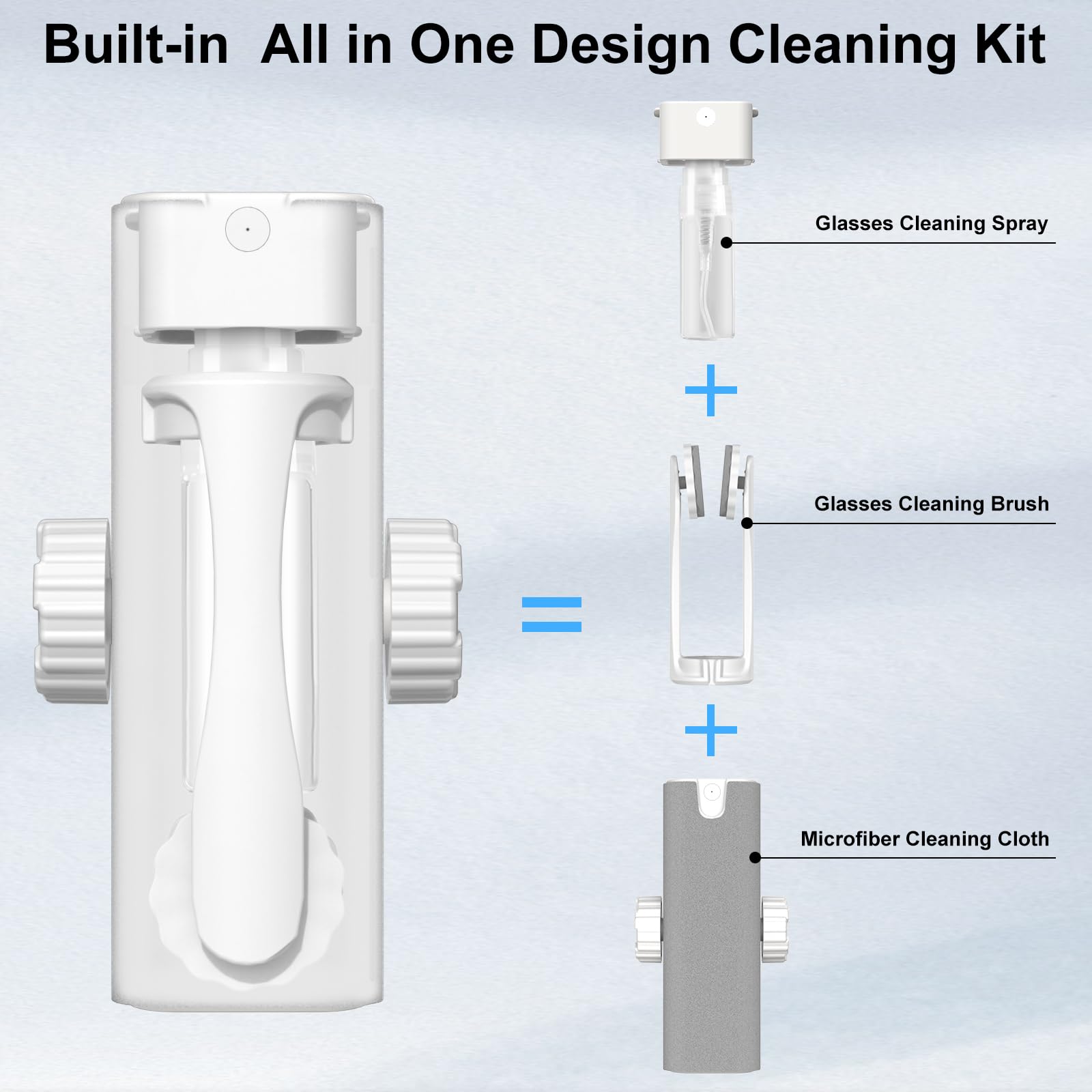 All-in-One Portable Glasses Cleaning Kit with Spray, Brush & Microfiber Cloth – Compact Lens Cleaner for Eyeglasses, Phone Screens, and More (White) - Image 3