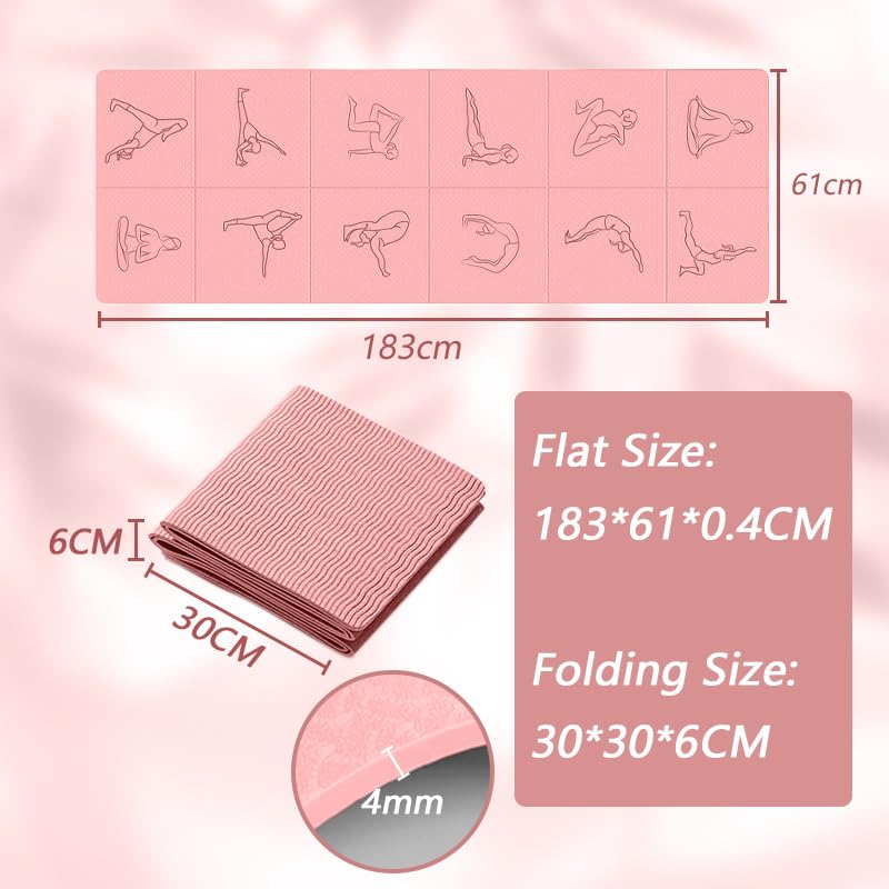 Portable Foldable Yoga Mat – Dual-Sided Non-Slip TPE Exercise Mat for Yoga, Pilates, Kids Nap & Travel (Black) | Other Colors Available in Store - Image 2
