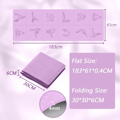 Portable Foldable Yoga Mat – Dual-Sided Non-Slip TPE Exercise Mat for Yoga, Pilates, Kids Nap & Travel (Purple) | Other Colors Available in Store - Image 2