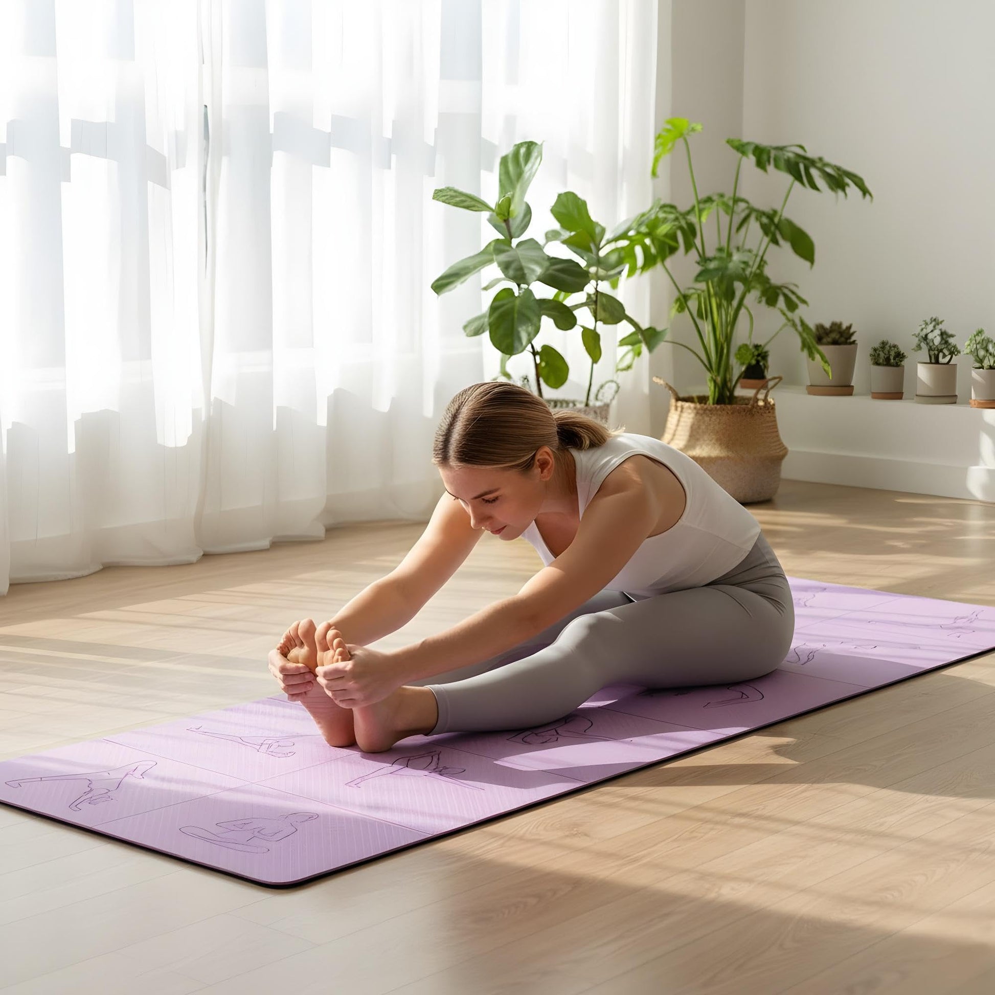 Portable Foldable Yoga Mat – Dual-Sided Non-Slip TPE Exercise Mat for Yoga, Pilates, Kids Nap & Travel (Purple) | Other Colors Available in Store - Image 4