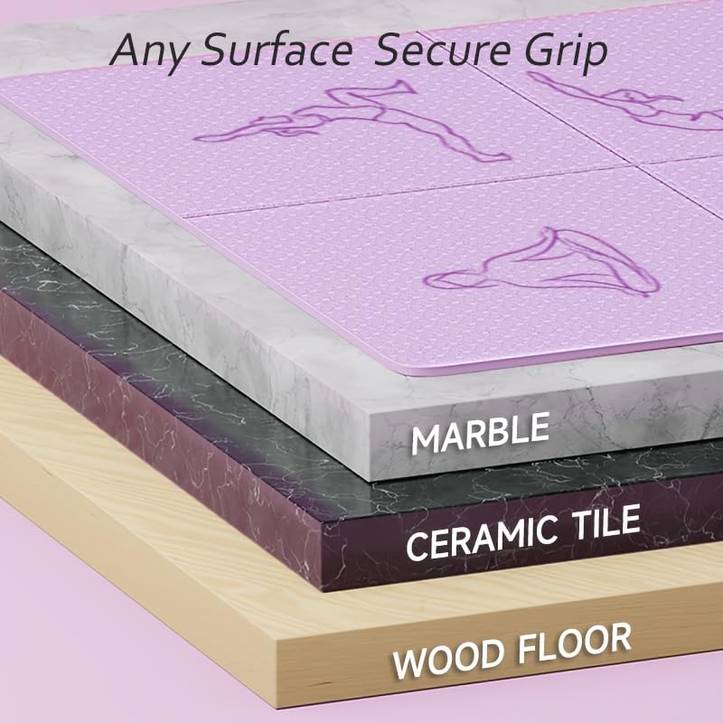 Portable Foldable Yoga Mat – Dual-Sided Non-Slip TPE Exercise Mat for Yoga, Pilates, Kids Nap & Travel (Purple) | Other Colors Available in Store - Image 5