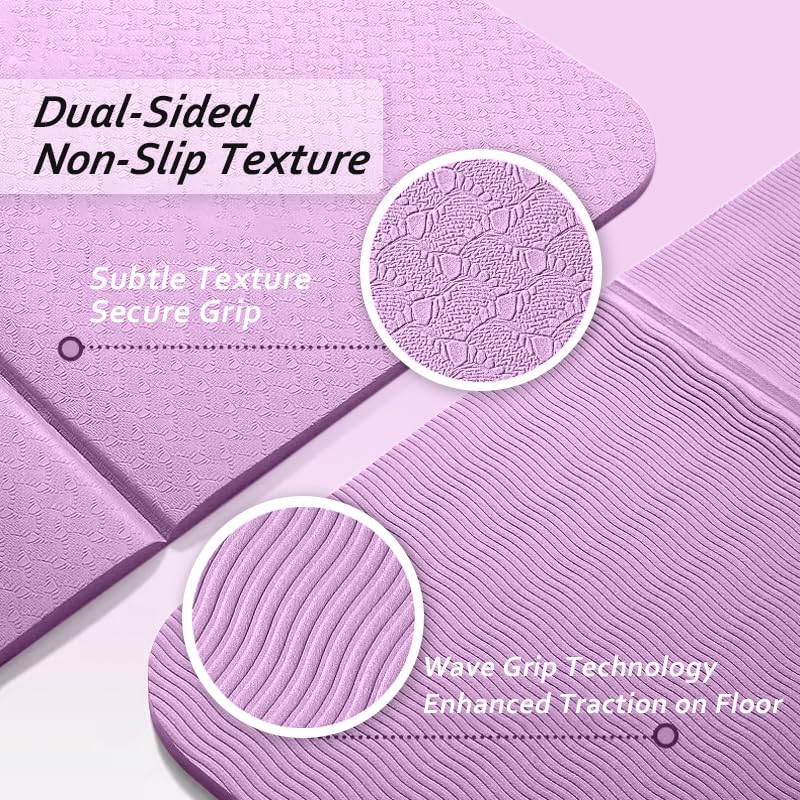 Portable Foldable Yoga Mat – Dual-Sided Non-Slip TPE Exercise Mat for Yoga, Pilates, Kids Nap & Travel (Purple) | Other Colors Available in Store - Image 6