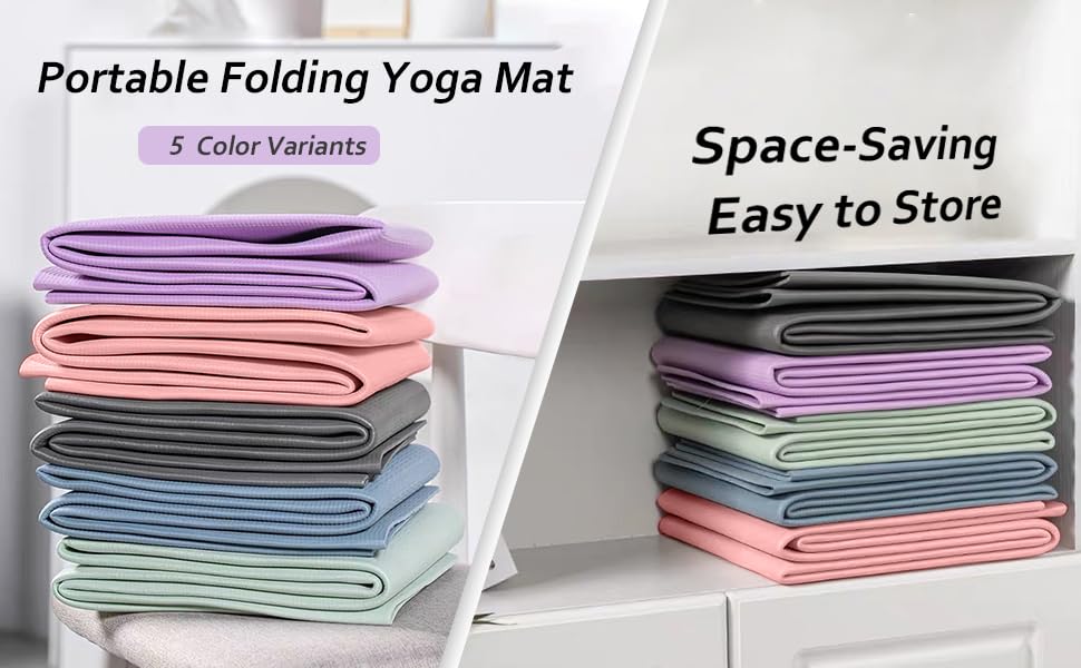 Portable Foldable Yoga Mat – Dual-Sided Non-Slip TPE Exercise Mat for Yoga, Pilates, Kids Nap & Travel (Purple) | Other Colors Available in Store - Image 7