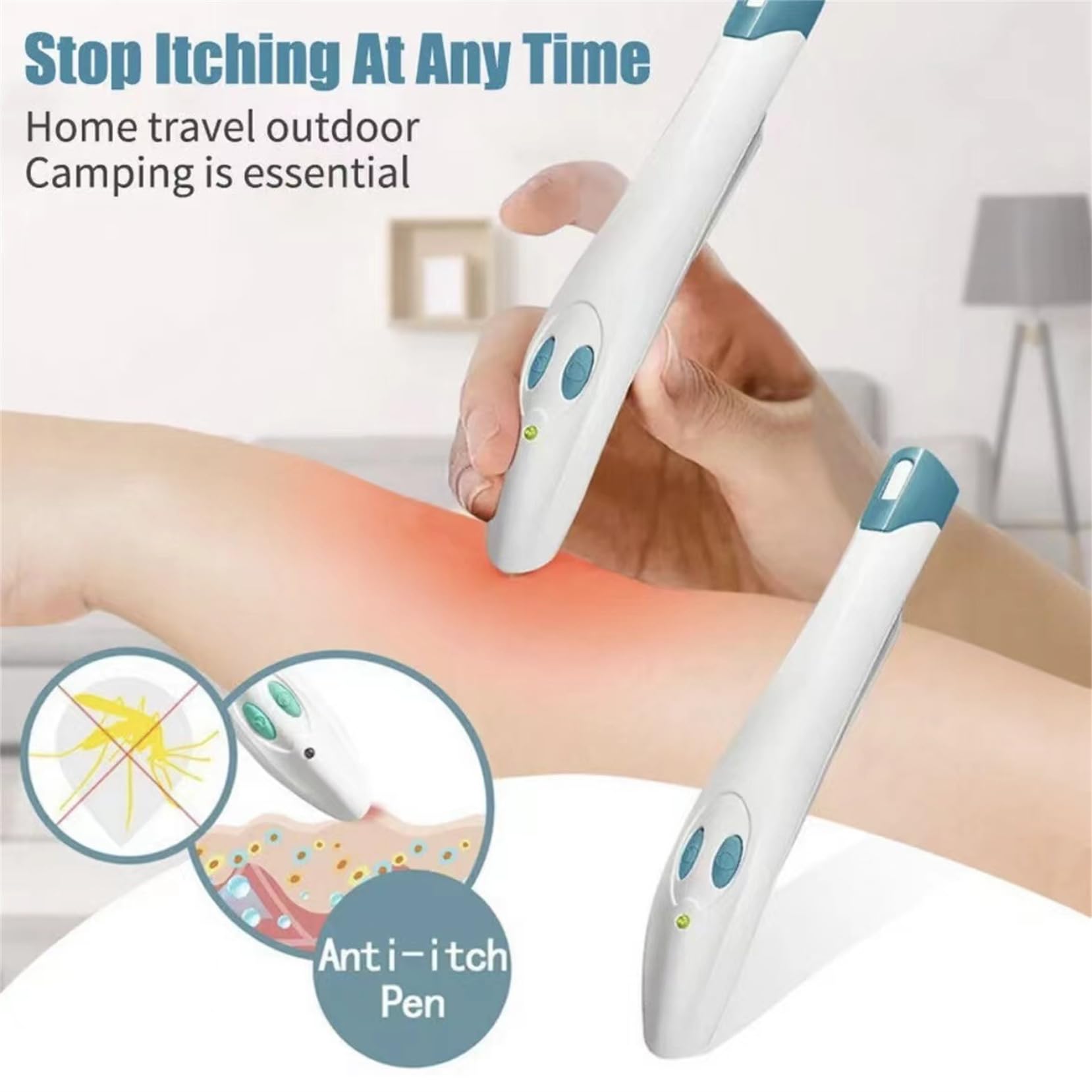 Portable Anti-Itch Pen for Bug Bites – Electronic Relief Device for Mosquito, Bee, Spider & Ant Stings, Chemical-Free Pain Relief, Instant Soothing (White) - Image 6