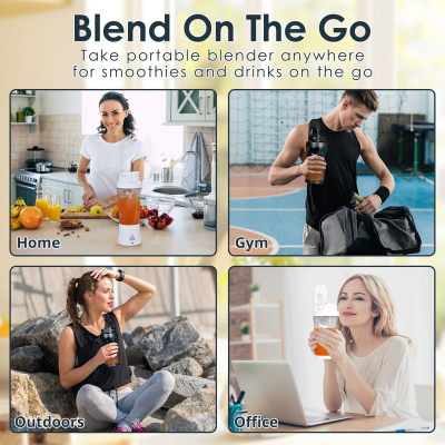 Portable Blender with 360W Motor – Wireless 24oz Juicer, USB-C Rechargeable, Self-Cleaning, 6-Blade, BPA-Free (Black Transparent) | Other Colors Available in Store - Image 6