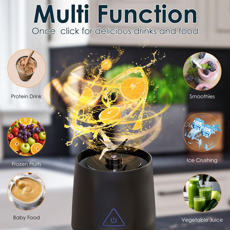 Portable Blender with 360W Motor – Wireless 24oz Juicer, USB-C Rechargeable, Self-Cleaning, 6-Blade, BPA-Free (Black) | Other Colors Available in Store - Image 4