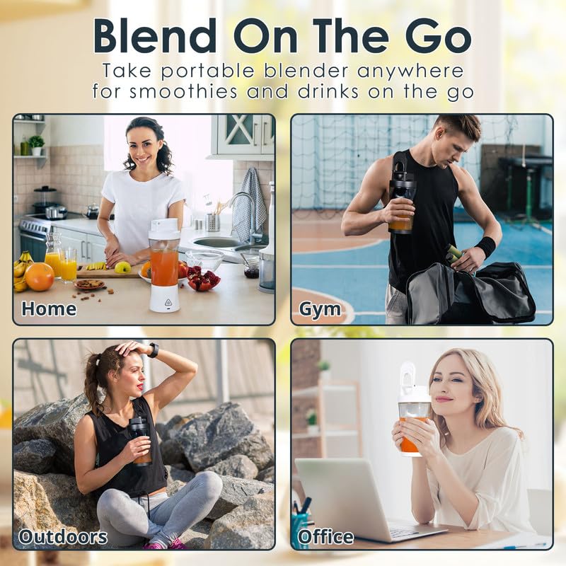 Portable Blender with 360W Motor – Wireless 24oz Juicer, USB-C Rechargeable, Self-Cleaning, 6-Blade, BPA-Free (Black) | Other Colors Available in Store - Image 6