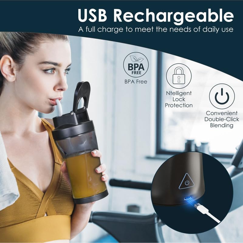 Portable Blender with 360W Motor – Wireless 24oz Juicer, USB-C Rechargeable, Self-Cleaning, 6-Blade, BPA-Free (Black) | Other Colors Available in Store - Image 7