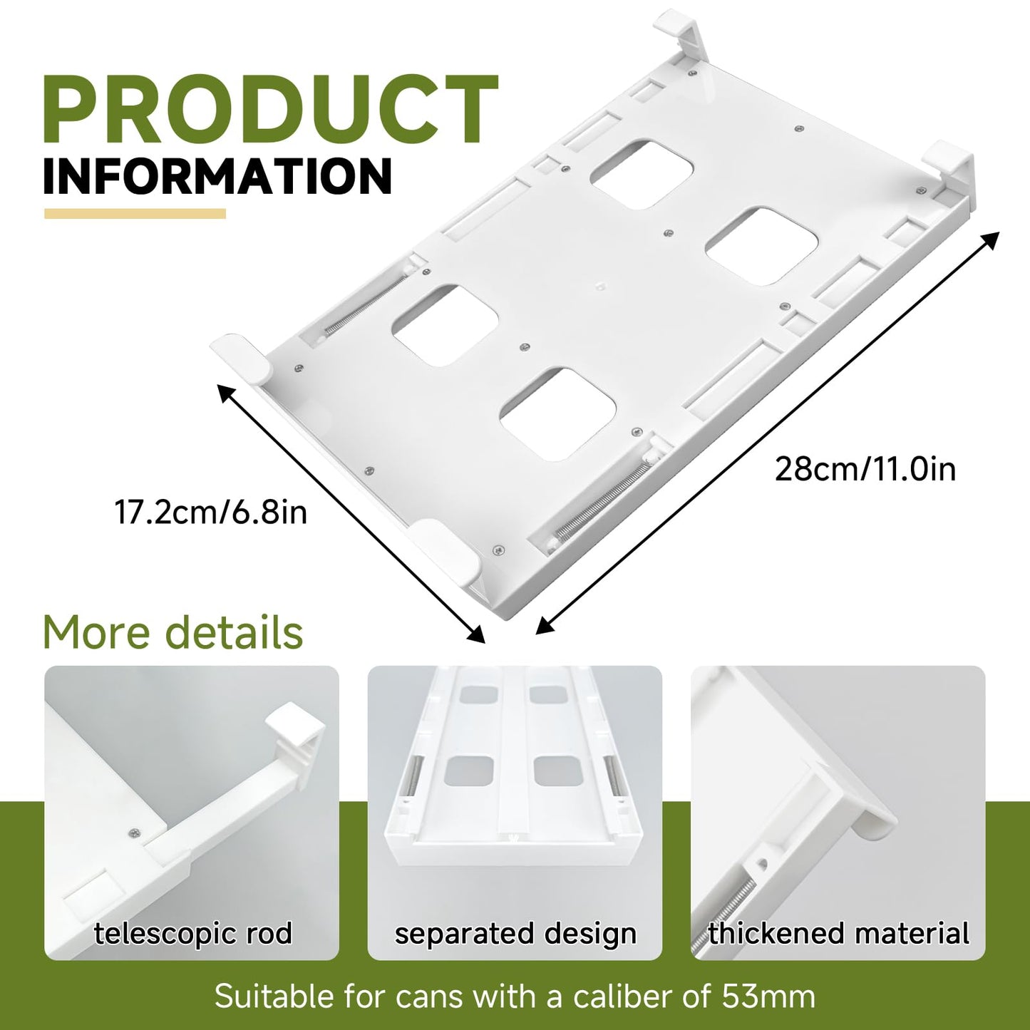 2-Pack Refrigerator Can Organizer – Hanging Soda & Beer Rack, Space-Saving Shelf for Fridge, Holds 8 Cans, Easy Installation (White) - Image 3