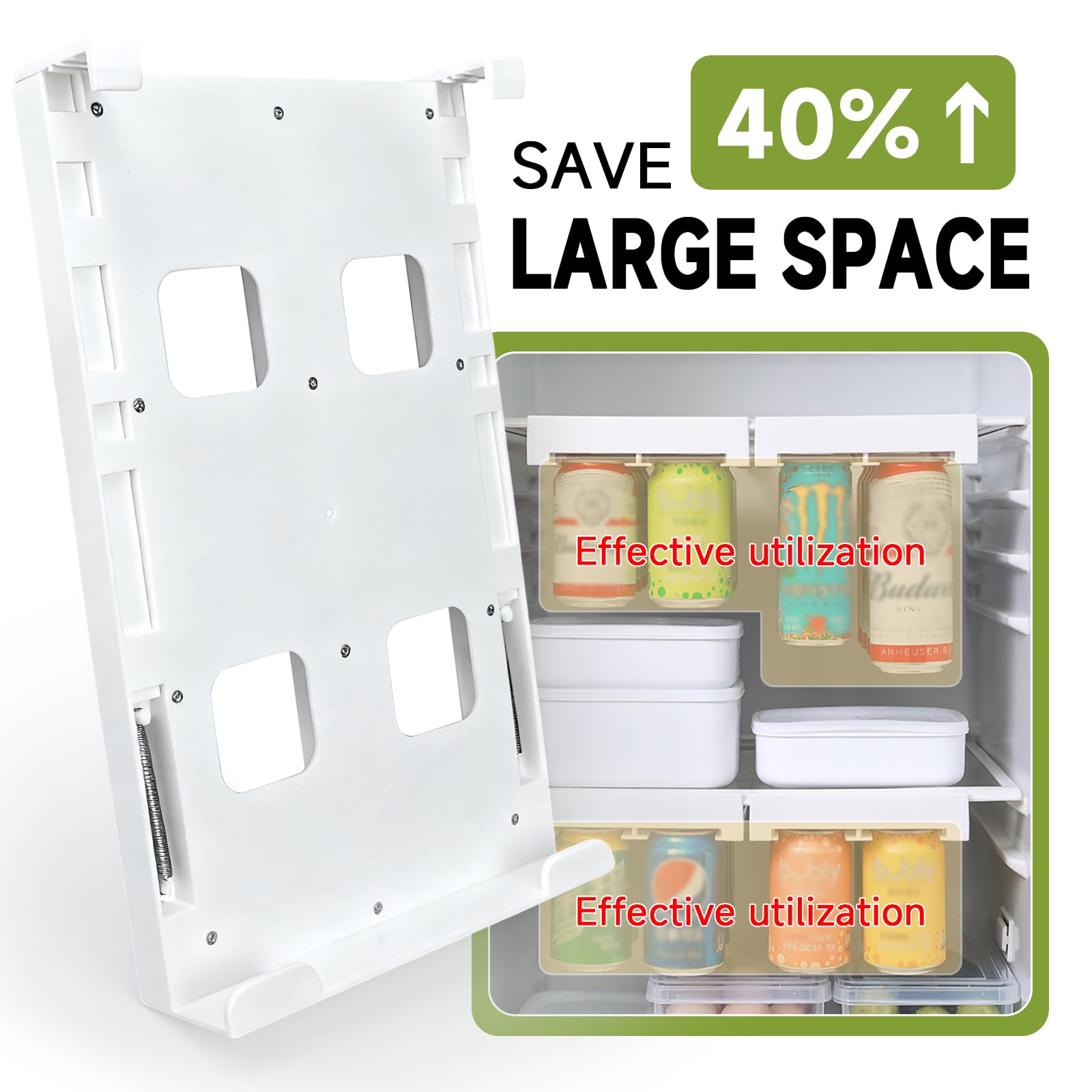 2-Pack Refrigerator Can Organizer – Hanging Soda & Beer Rack, Space-Saving Shelf for Fridge, Holds 8 Cans, Easy Installation (White) - Image 6