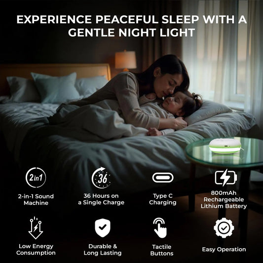 Portable White Noise Machine with 20 Soothing Sounds & RGB LED Night Light – Compact Sleep Sound Device for Babies, Adults & Travel - Image 2