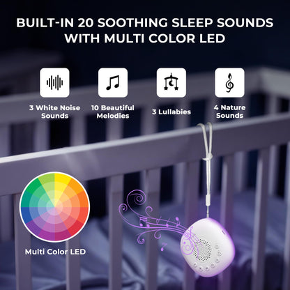 Portable White Noise Machine with 20 Soothing Sounds & RGB LED Night Light – Compact Sleep Sound Device for Babies, Adults & Travel - Image 3