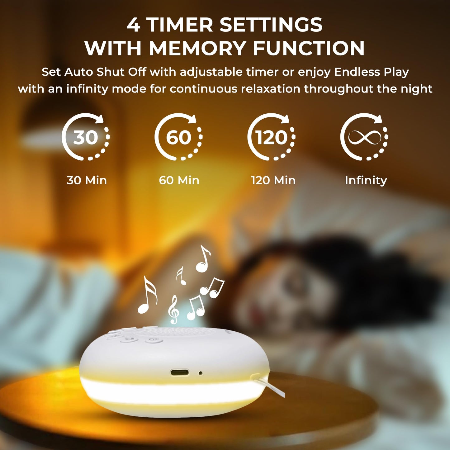 Portable White Noise Machine with 20 Soothing Sounds & RGB LED Night Light – Compact Sleep Sound Device for Babies, Adults & Travel - Image 4