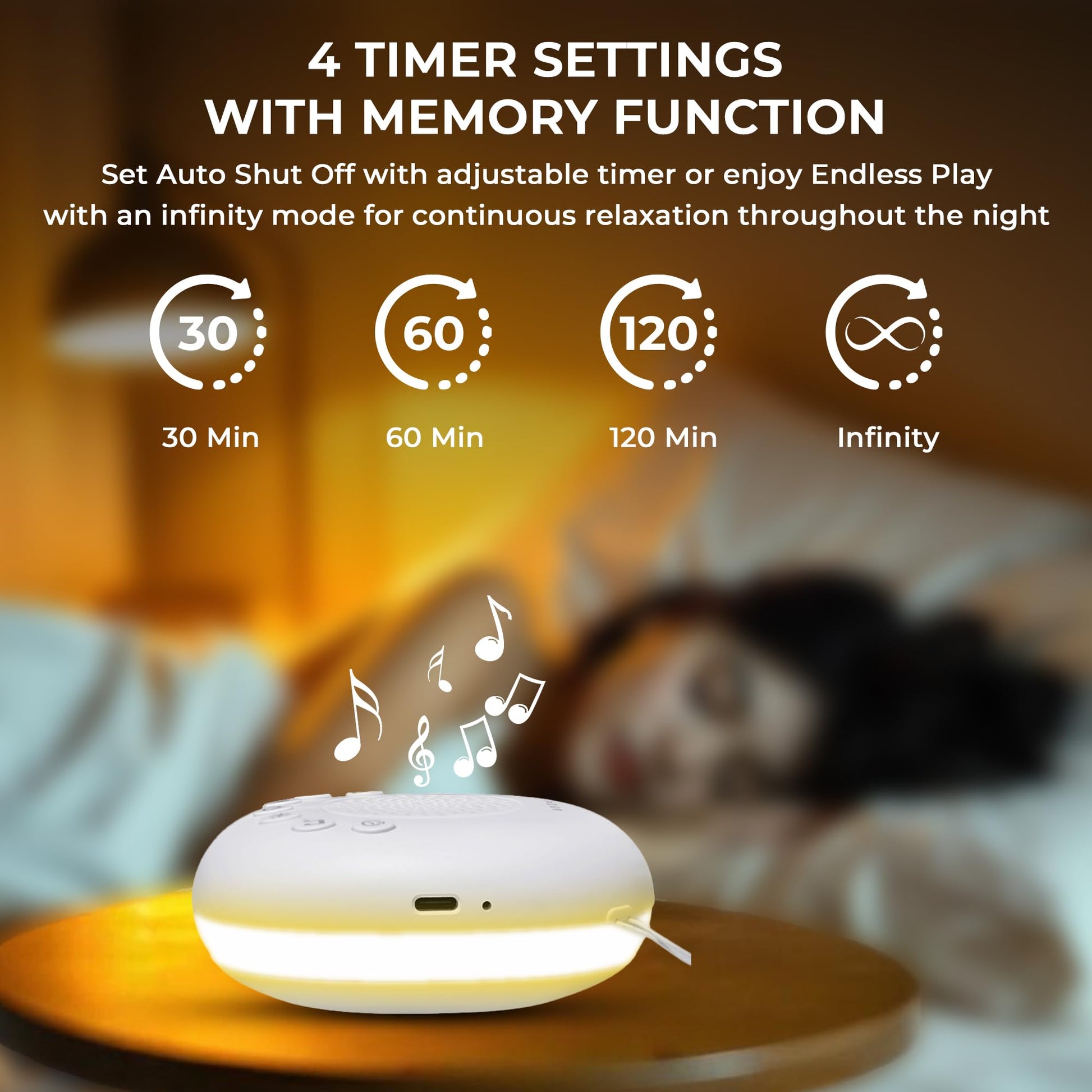 Portable White Noise Machine with 20 Soothing Sounds & RGB LED Night Light – Compact Sleep Sound Device for Babies, Adults & Travel - Image 4