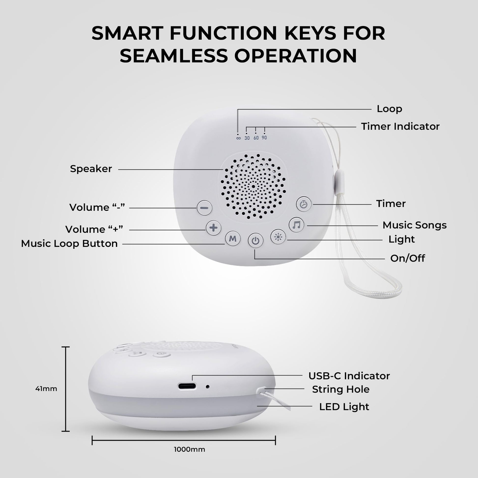 Portable White Noise Machine with 20 Soothing Sounds & RGB LED Night Light – Compact Sleep Sound Device for Babies, Adults & Travel - Image 6