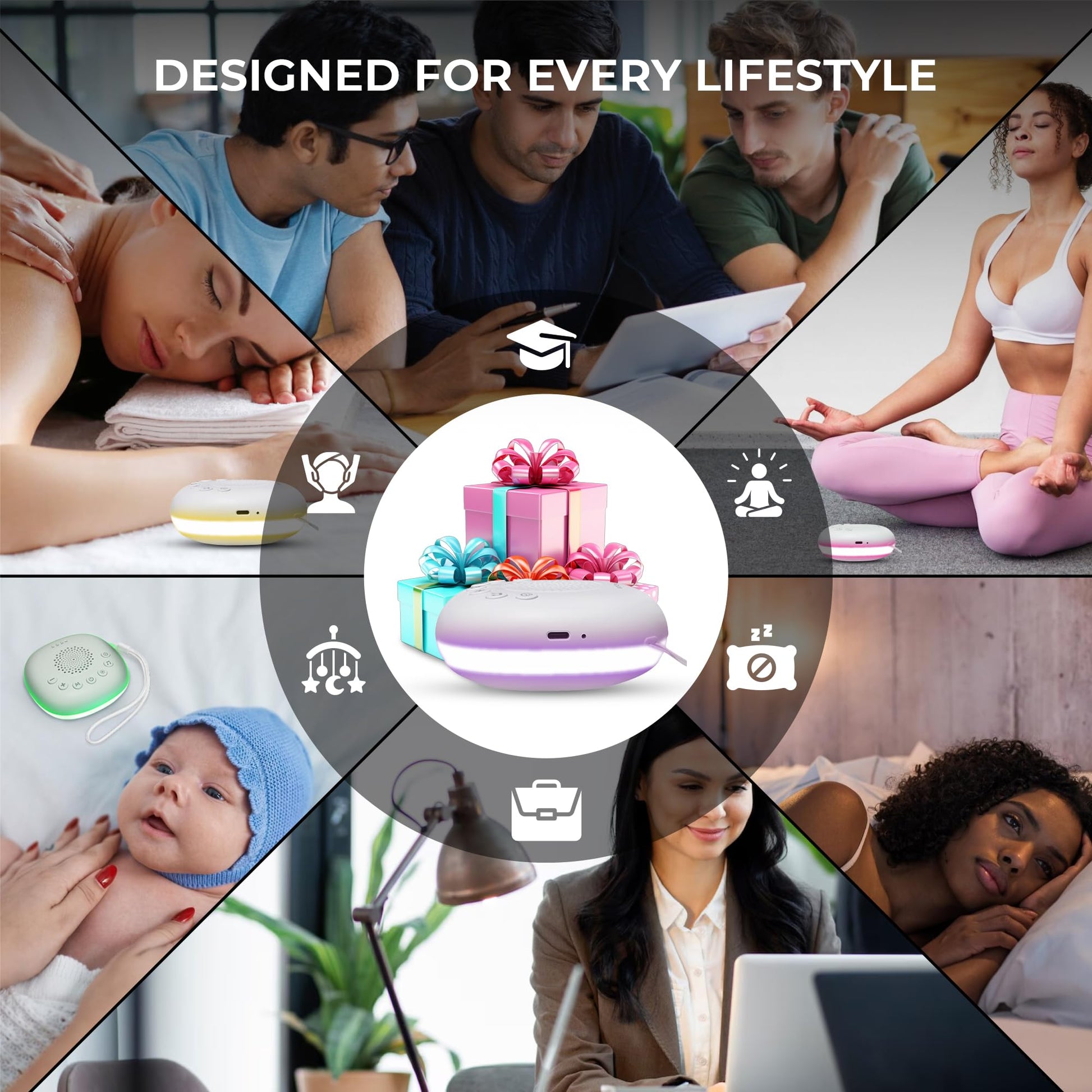 Portable White Noise Machine with 20 Soothing Sounds & RGB LED Night Light – Compact Sleep Sound Device for Babies, Adults & Travel - Image 7