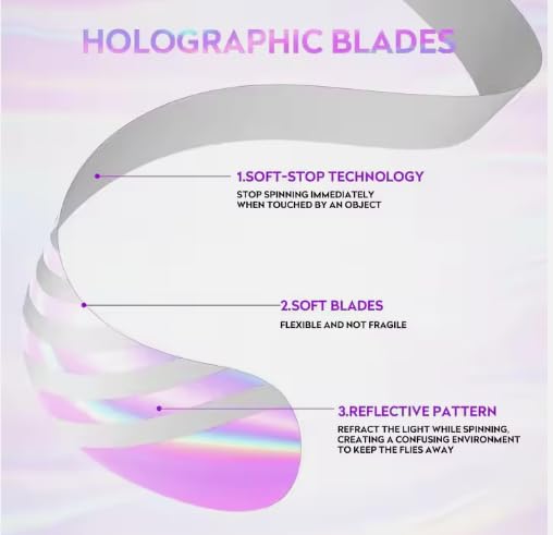 Rechargeable Anti-Fly Fan for Table – Foldable Holographic Blade Insect Repeller with Soft-Stop Safety, USB Charging for Indoor Outdoor Use, Picnic, BBQ, Kitchen, and Camping (Black) - Image 3