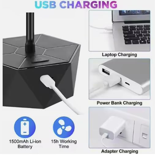 Rechargeable Anti-Fly Fan for Table – Foldable Holographic Blade Insect Repeller with Soft-Stop Safety, USB Charging for Indoor Outdoor Use, Picnic, BBQ, Kitchen, and Camping (Black) - Image 4