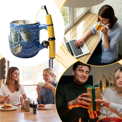 Fishing Rod Ceramic Mug with Realistic Fish Design, 100ml Mini Coffee Cup for Anglers – Durable & Fun Gift for Outdoor Enthusiasts, Office, Camping, or Home Use (Blue) - Image 8