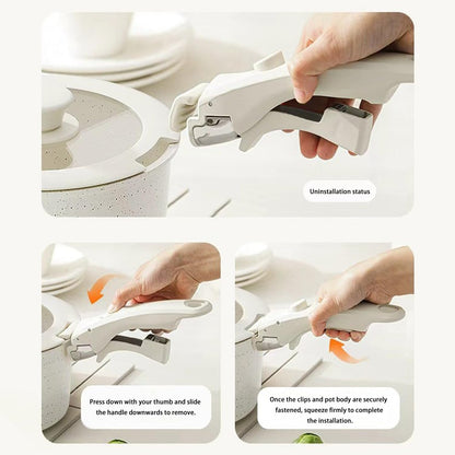 Removable Pot Handle with Quick-Release Clip – Universal Kitchen Cookware Handle Replacement for Pans and Pots (White) - Image 3