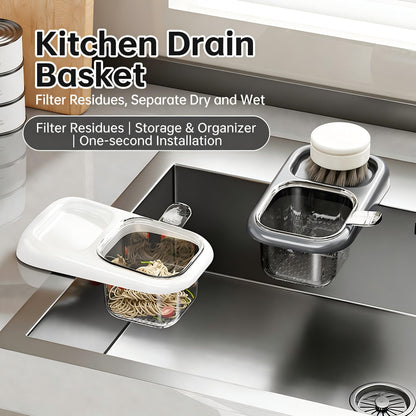 2-Pack Kitchen Sink Drain Basket – White Suction Mount Strainer for Food Waste, Tea Leaves & Vegetables – Space-Saving Filter with Top Storage (White) - Image 2
