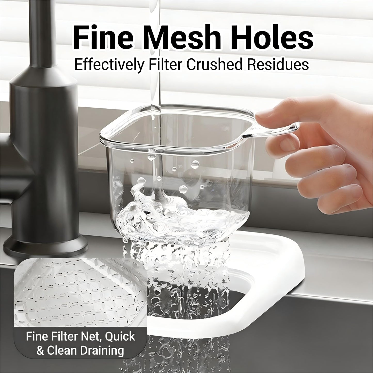 2-Pack Kitchen Sink Drain Basket – White Suction Mount Strainer for Food Waste, Tea Leaves & Vegetables – Space-Saving Filter with Top Storage (White) - Image 5