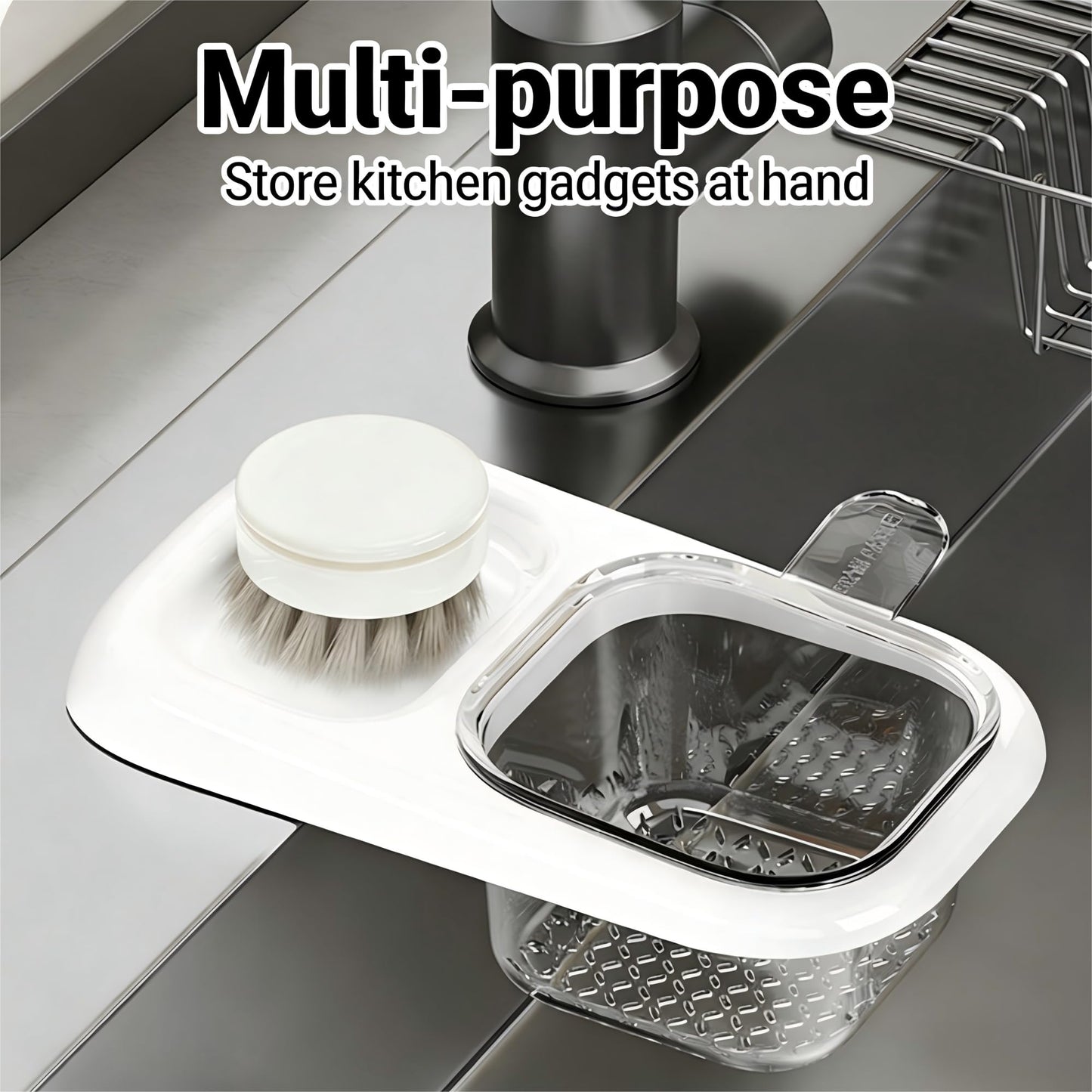 2-Pack Kitchen Sink Drain Basket – White Suction Mount Strainer for Food Waste, Tea Leaves & Vegetables – Space-Saving Filter with Top Storage (White) - Image 6
