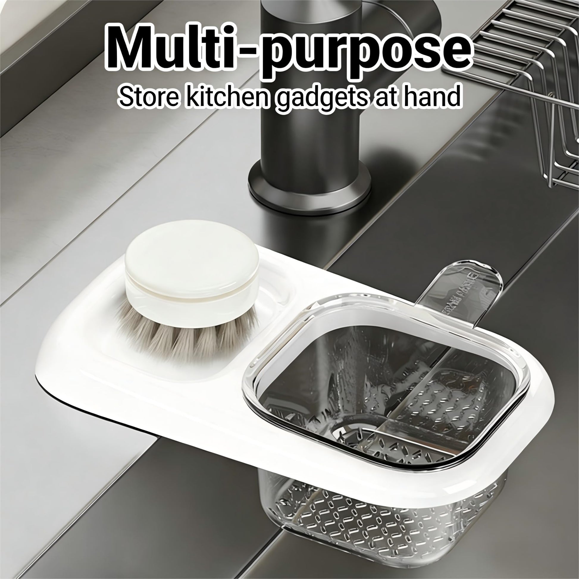 2-Pack Kitchen Sink Drain Basket – White Suction Mount Strainer for Food Waste, Tea Leaves & Vegetables – Space-Saving Filter with Top Storage (White) - Image 6
