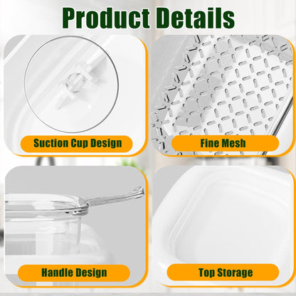2-Pack Kitchen Sink Drain Basket – White Suction Mount Strainer for Food Waste, Tea Leaves & Vegetables – Space-Saving Filter with Top Storage (White) - Image 8