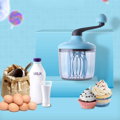 Hand-Crank Egg Beater with 4-Axis Stir Bar – Manual Kitchen Mixer for Whipping Cream, Eggs & Batter – Food-Grade Plastic & Stainless Steel Design (Blue)  - Image 6