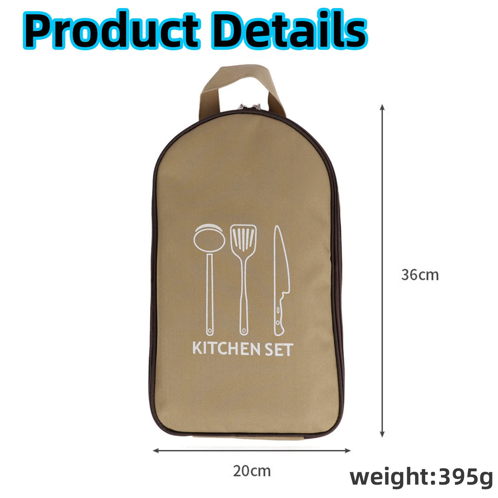 Multi-Functional Outdoor Kitchen Utensil Organizer – Durable Travel Storage Bag with Elastic Straps, Mesh Pockets & Carry Handle, Compact Size (Khaki) - Image 2