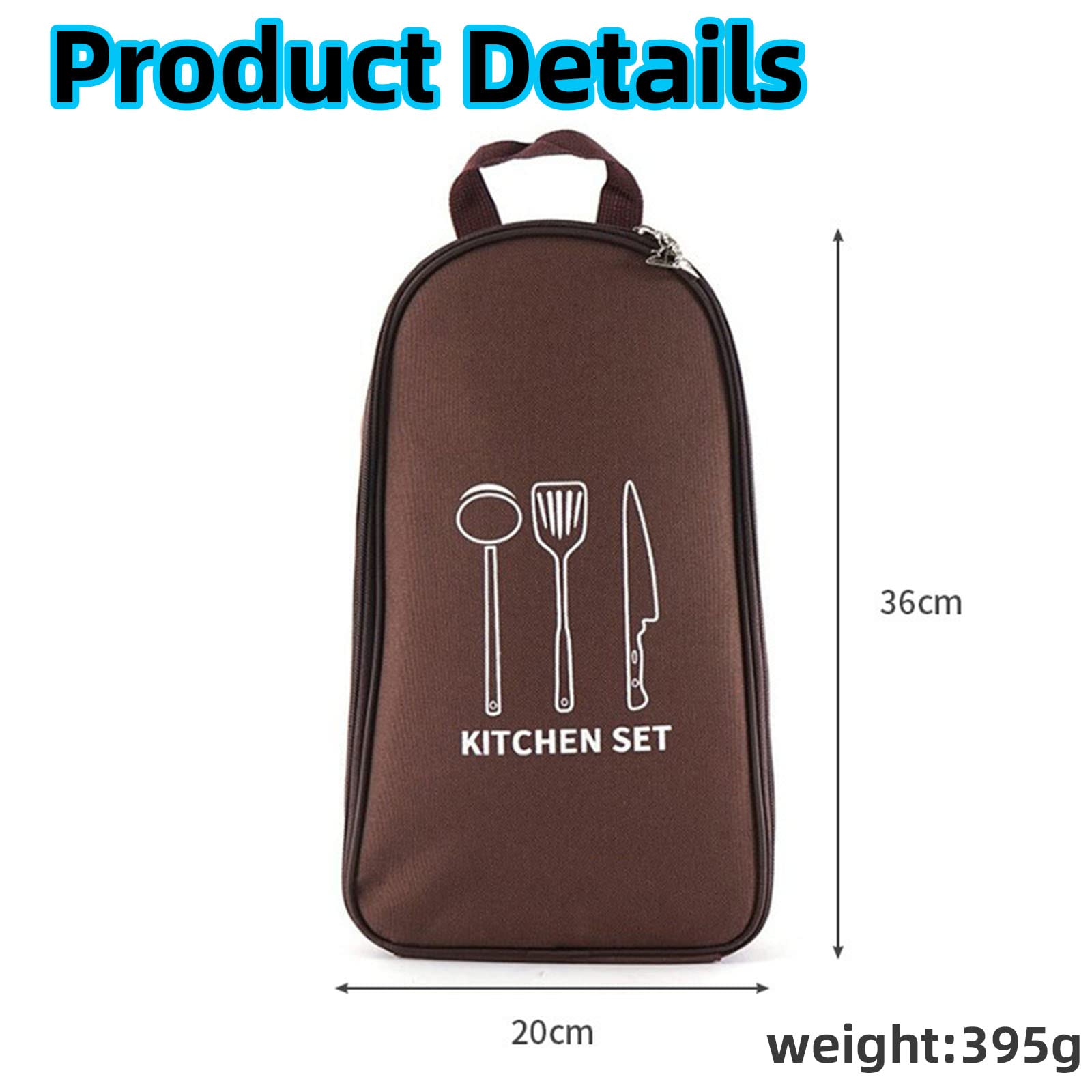 Multi-Functional Outdoor Kitchen Utensil Organizer – Durable Travel Storage Bag with Elastic Straps, Mesh Pockets & Carry Handle, Compact Size (Brown) - Image 2