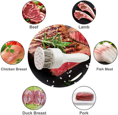 Meat Tenderizer Set with Stainless Steel Needles – 2-Piece Kitchen Tool for Marinating & Cooking Beef, Chicken, Pork, Fish (Black & White) - Image 6