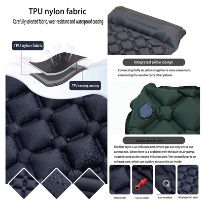 Ultralight Camping Sleeping Pad: Built-in Foot Pump, Integrated Pillow – Compact, Waterproof for Hiking/Backpacking (Dark Blue) - Image 4