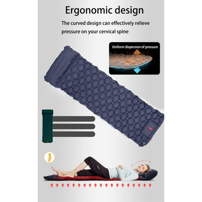Ultralight Camping Sleeping Pad: Built-in Foot Pump, Integrated Pillow – Compact, Waterproof for Hiking/Backpacking (Dark Blue) - Image 6