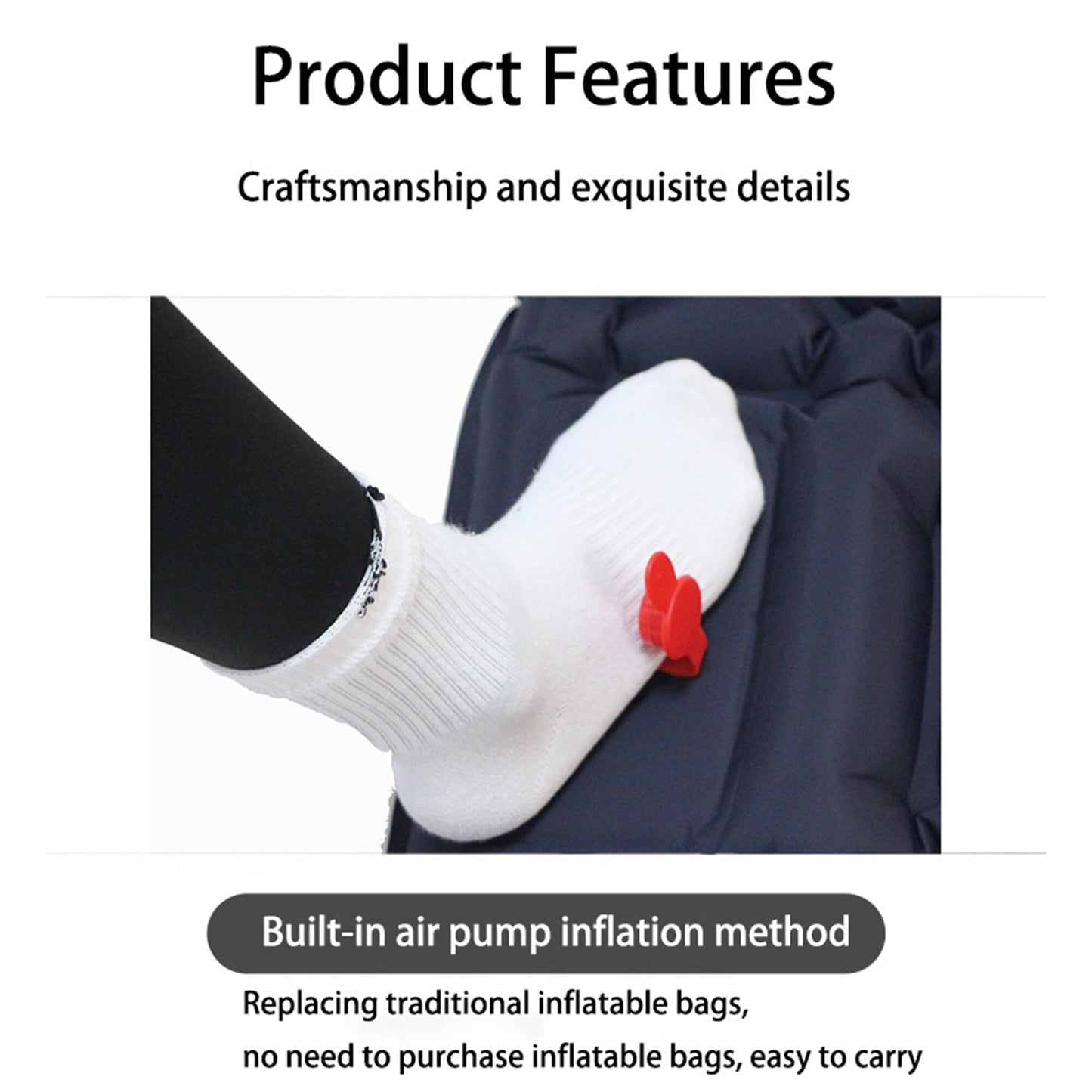 Ultralight Camping Sleeping Pad: Built-in Foot Pump, Integrated Pillow – Compact, Waterproof for Hiking/Backpacking (Dark Blue) - Image 8
