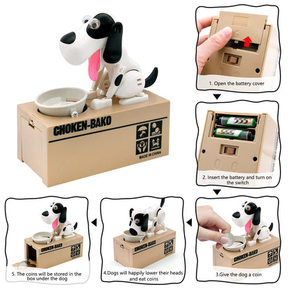Interactive Dog Coin Bank – Automatic Electric Money Saving Piggy Bank with Moving Dog Design – Fun Kids Gift & Desk Decor (White) - Image 3